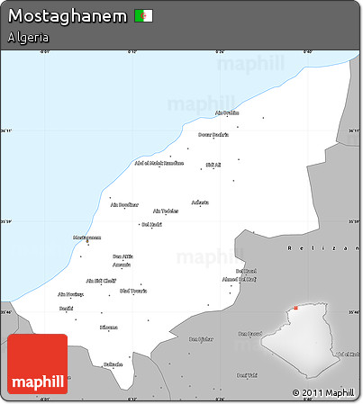 Gray Simple Map of Mostaghanem