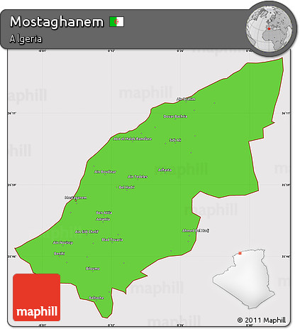 Political Simple Map of Mostaghanem, cropped outside