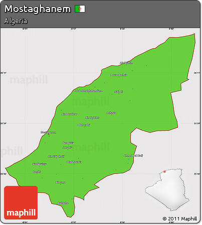 Political Simple Map of Mostaghanem, cropped outside