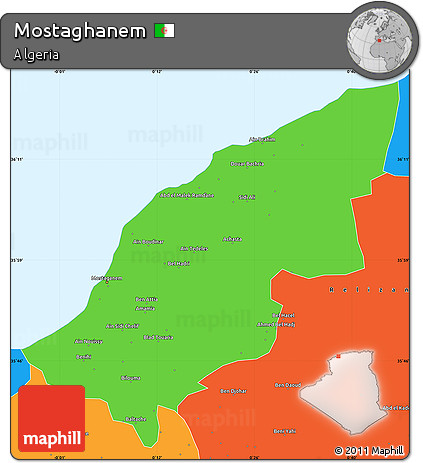 Political Simple Map of Mostaghanem