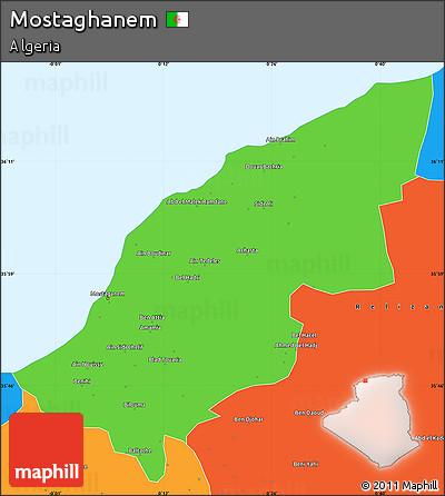 Political Simple Map of Mostaghanem