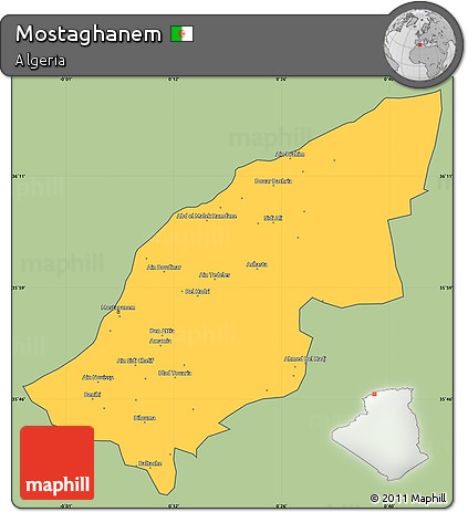 Savanna Style Simple Map of Mostaghanem, cropped outside