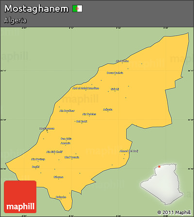 Savanna Style Simple Map of Mostaghanem, cropped outside