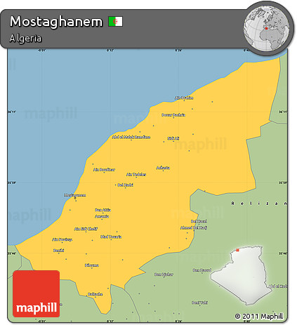 Savanna Style Simple Map of Mostaghanem