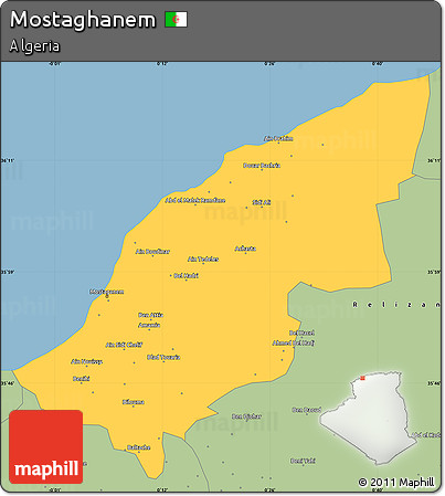 Savanna Style Simple Map of Mostaghanem