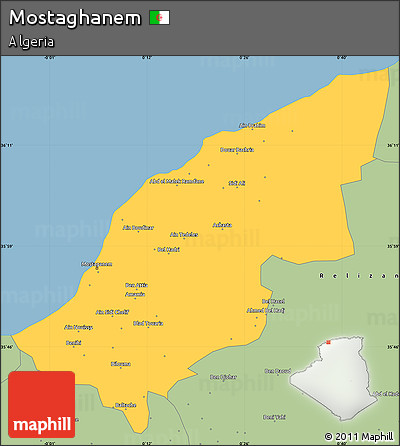 Savanna Style Simple Map of Mostaghanem