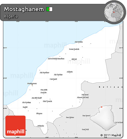 Silver Style Simple Map of Mostaghanem