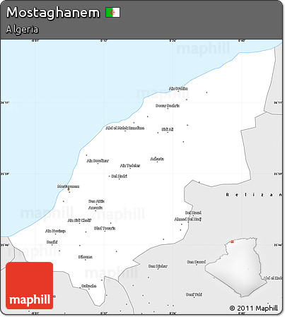 Silver Style Simple Map of Mostaghanem