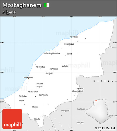 Silver Style Simple Map of Mostaghanem