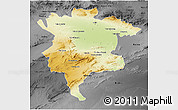 Physical 3D Map of Msila, darken, desaturated