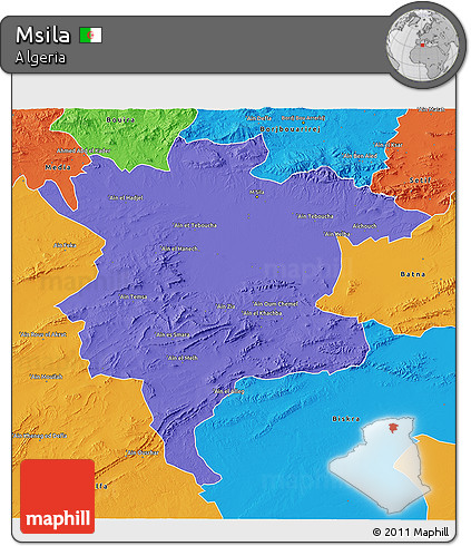 Political 3D Map of Msila