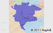 Political 3D Map of Msila, lighten