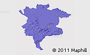 Political 3D Map of Msila, single color outside