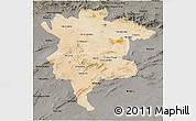 Satellite 3D Map of Msila, darken, semi-desaturated
