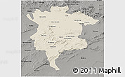 Shaded Relief 3D Map of Msila, darken, semi-desaturated