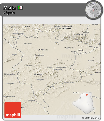 Shaded Relief 3D Map of Msila