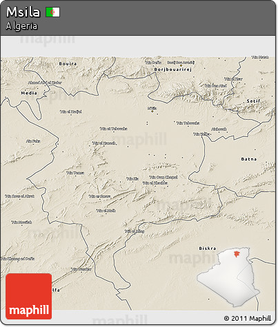 Shaded Relief 3D Map of Msila