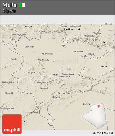 Shaded Relief 3D Map of Msila