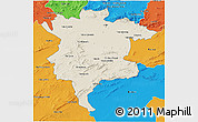 Shaded Relief 3D Map of Msila, political outside