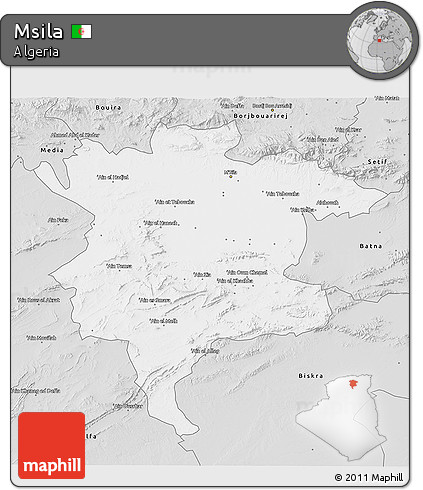Silver Style 3D Map of Msila