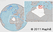 Gray Location Map of Msila, highlighted country, within the entire country, hill shading