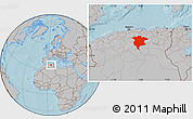 Gray Location Map of Msila, hill shading