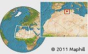 Satellite Location Map of Msila, within the entire country