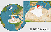 Satellite Location Map of Msila, highlighted country, within the entire country