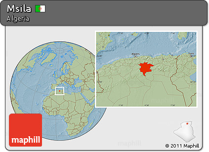 Savanna Style Location Map of Msila, hill shading