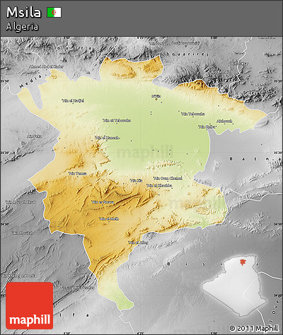 Physical Map of Msila, desaturated