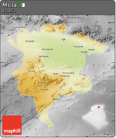 Physical Map of Msila, desaturated