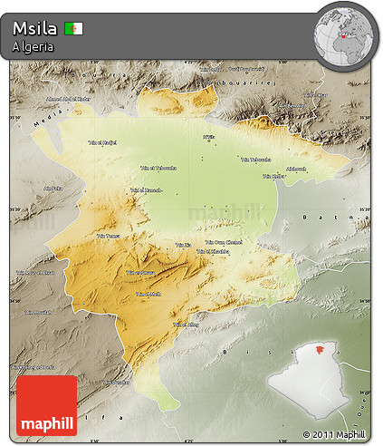 Physical Map of Msila, semi-desaturated