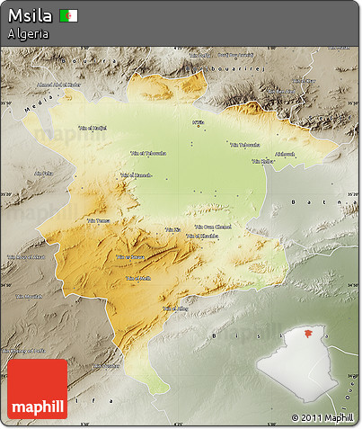 Physical Map of Msila, semi-desaturated