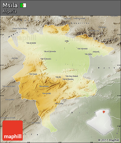 Physical Map of Msila, semi-desaturated