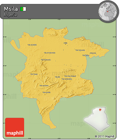 Savanna Style Map of Msila, single color outside