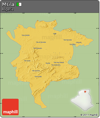 Savanna Style Map of Msila, single color outside