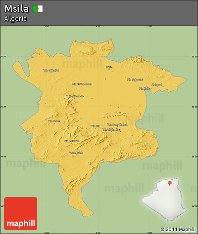 Savanna Style Map of Msila, single color outside