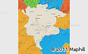 Shaded Relief Map of Msila, political outside