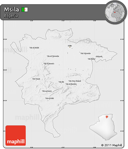 Silver Style Map of Msila, single color outside
