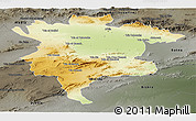 Physical Panoramic Map of Msila, darken, semi-desaturated