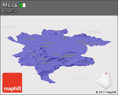 Political Panoramic Map of Msila, cropped outside