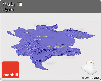 Political Panoramic Map of Msila, cropped outside