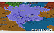 Political Panoramic Map of Msila, darken