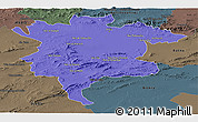 Political Panoramic Map of Msila, darken, semi-desaturated