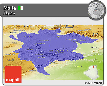 Political Panoramic Map of Msila, physical outside