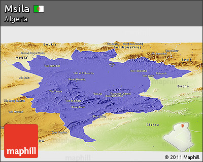 Political Panoramic Map of Msila, physical outside