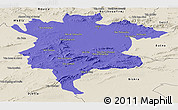 Political Panoramic Map of Msila, shaded relief outside