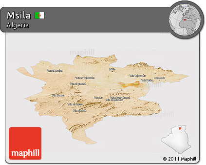 Satellite Panoramic Map of Msila, cropped outside
