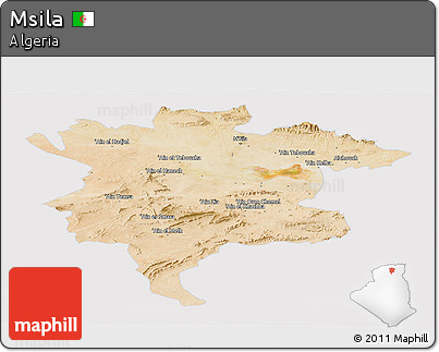 Satellite Panoramic Map of Msila, cropped outside