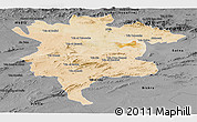 Satellite Panoramic Map of Msila, darken, desaturated